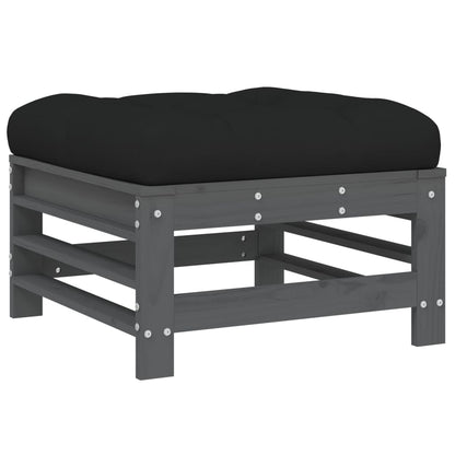 -Delige Loungeset Met Kussens Massief Hout Grijs Grijs grenenhout