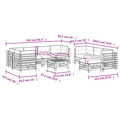 -Delige Loungeset Met Kussens Massief Hout Grijs Grijs grenenhout