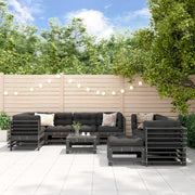 Loungeset 10-delig massief grenenhout grijs