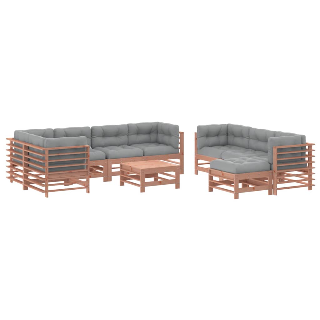 -Delige Loungeset Met Kussens Massief Douglashout Natuurlijk douglashout