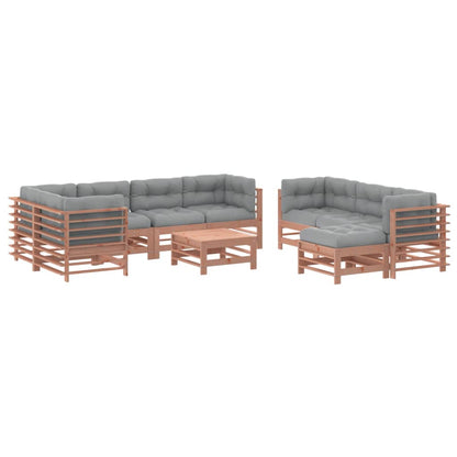 -Delige Loungeset Met Kussens Massief Douglashout Natuurlijk douglashout