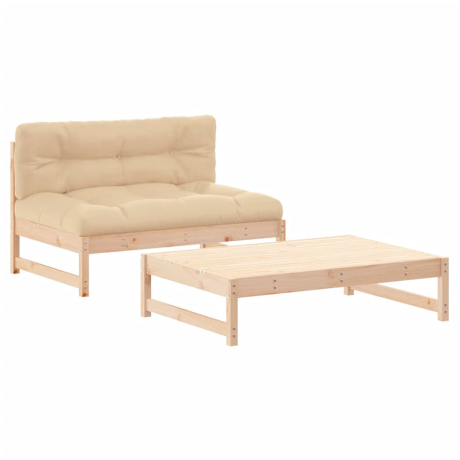 Loungeset Met Kussens Massief Grenen Natuurlijk grenenhout