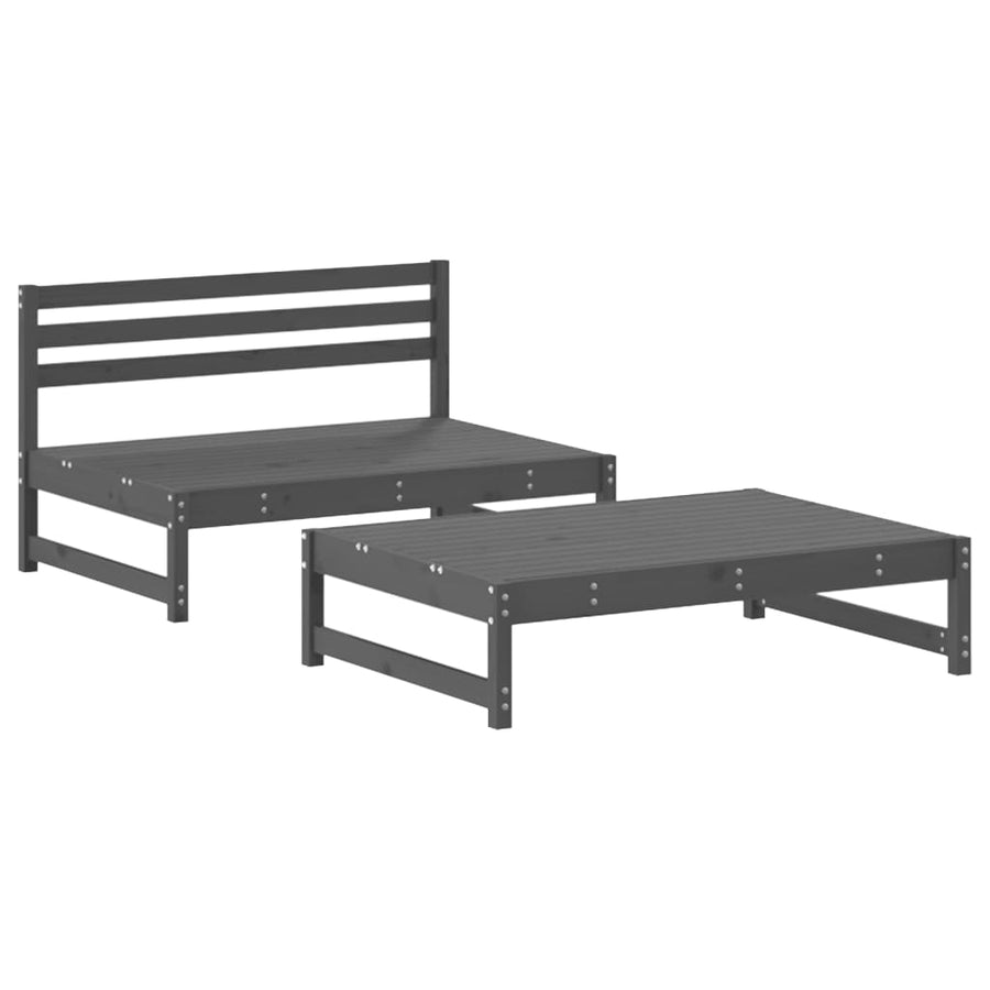 -Delige Loungeset Met Kussens Massief Hout Grijs Grijs grenenhout