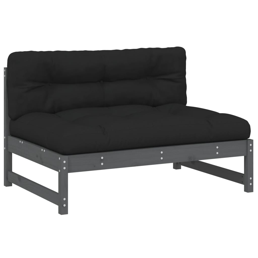 -Delige Loungeset Met Kussens Massief Hout Grijs Grijs grenenhout