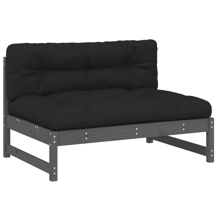 -Delige Loungeset Met Kussens Massief Hout Grijs Grijs grenenhout