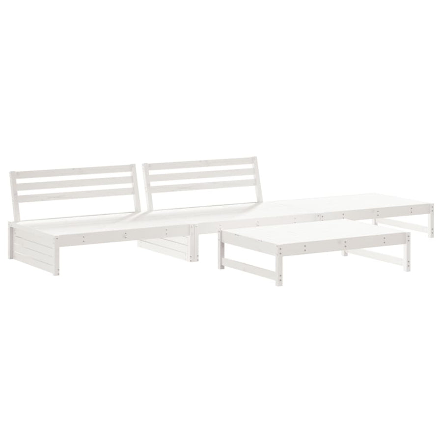 -Delige Loungeset Met Kussens Massief Hout Wit Wit grenenhout