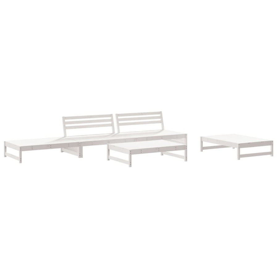 -Delige Loungeset Met Kussens Massief Hout Wit Wit grenenhout