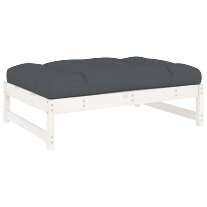 -Delige Loungeset Met Kussens Massief Hout Wit Wit grenenhout