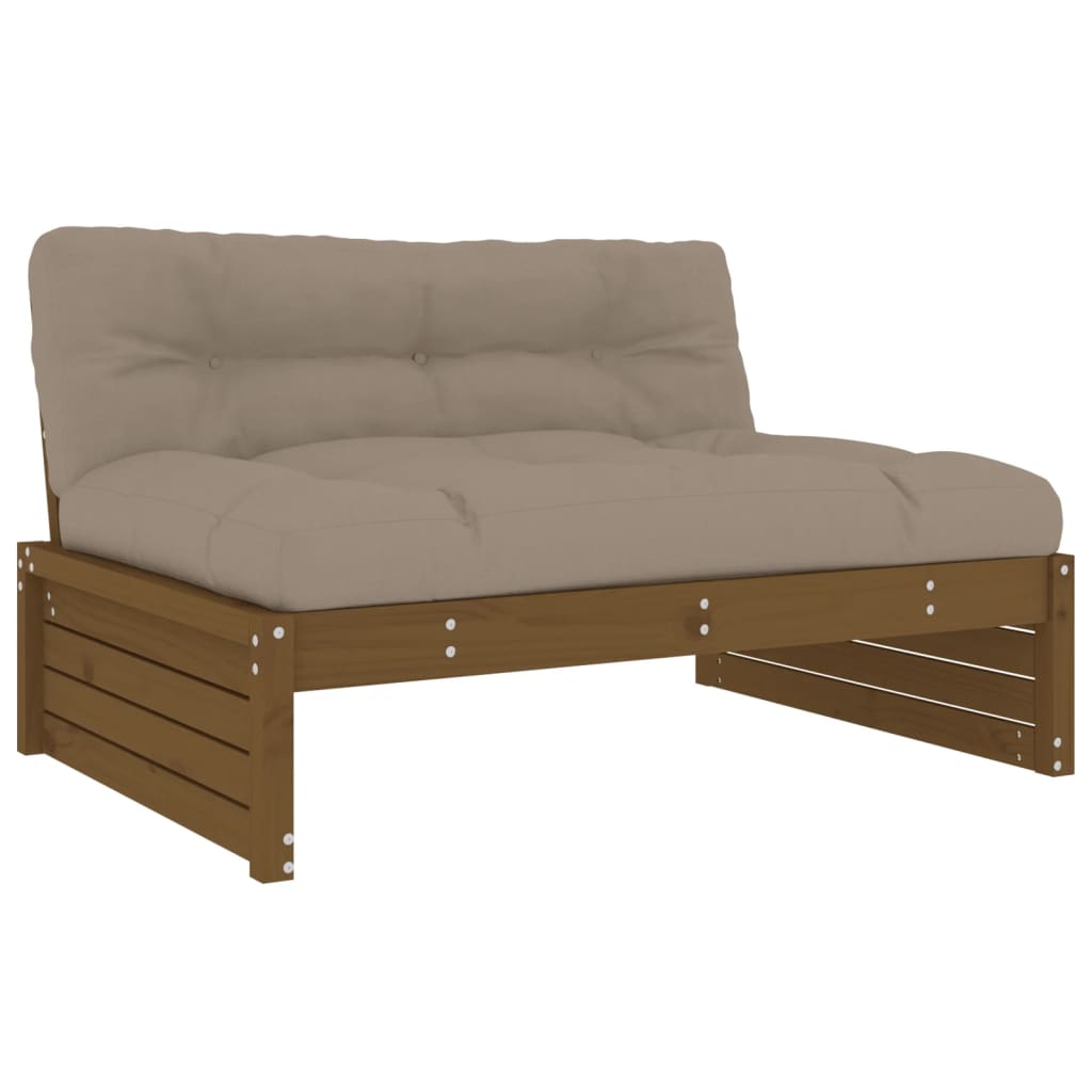 Loungeset Met Kussens Massief Hout Honingbruin Honingbruin grenenhout