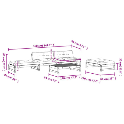 Loungeset Met Kussens Massief Hout Honingbruin Honingbruin grenenhout