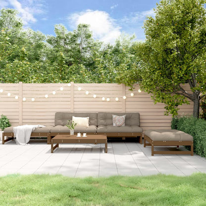 Loungeset Met Kussens Massief Hout Honingbruin Honingbruin grenenhout