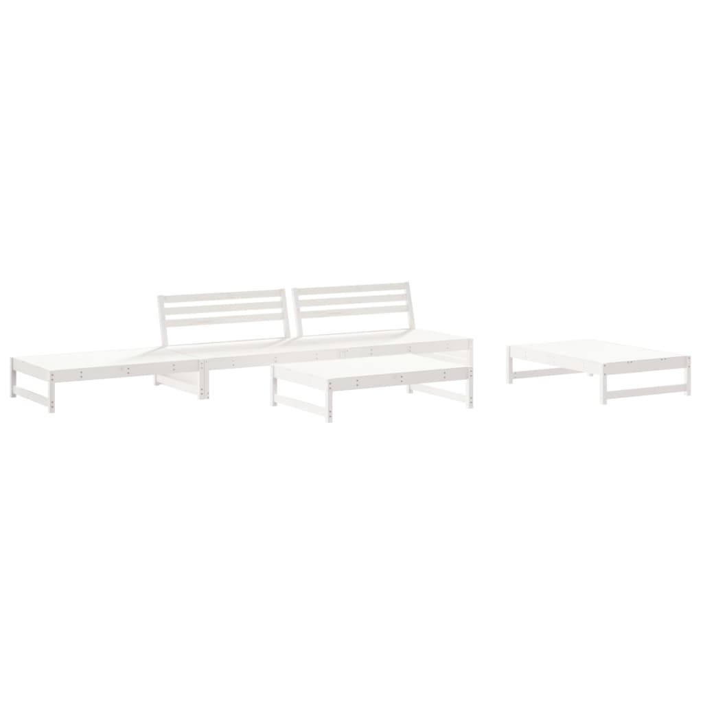 -Delige Loungeset Met Kussens Massief Hout Wit Wit grenenhout