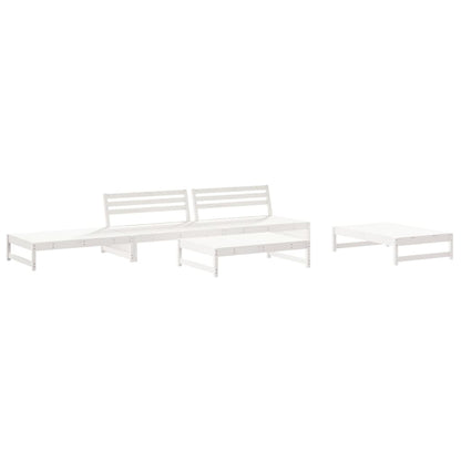-Delige Loungeset Met Kussens Massief Hout Wit Wit grenenhout