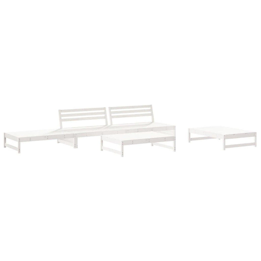-Delige Loungeset Met Kussens Massief Hout Wit Wit grenenhout