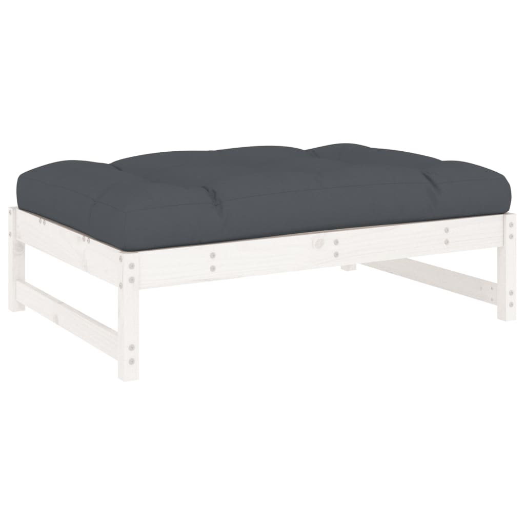 -Delige Loungeset Met Kussens Massief Hout Wit Wit grenenhout