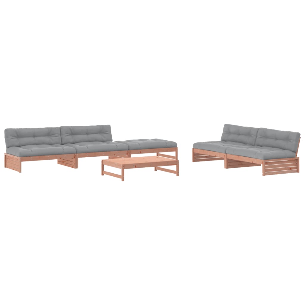 -Delige Loungeset Met Kussens Massief Douglashout Natuurlijk douglashout