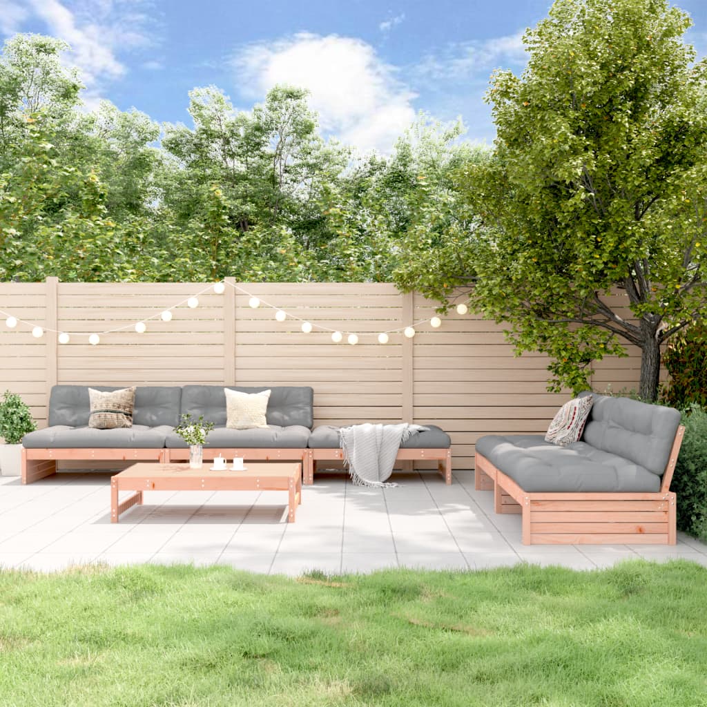 -Delige Loungeset Met Kussens Massief Douglashout Natuurlijk douglashout