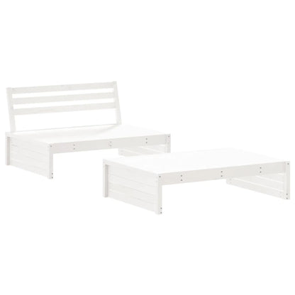 -Delige Loungeset Met Kussens Massief Hout Wit Wit grenenhout