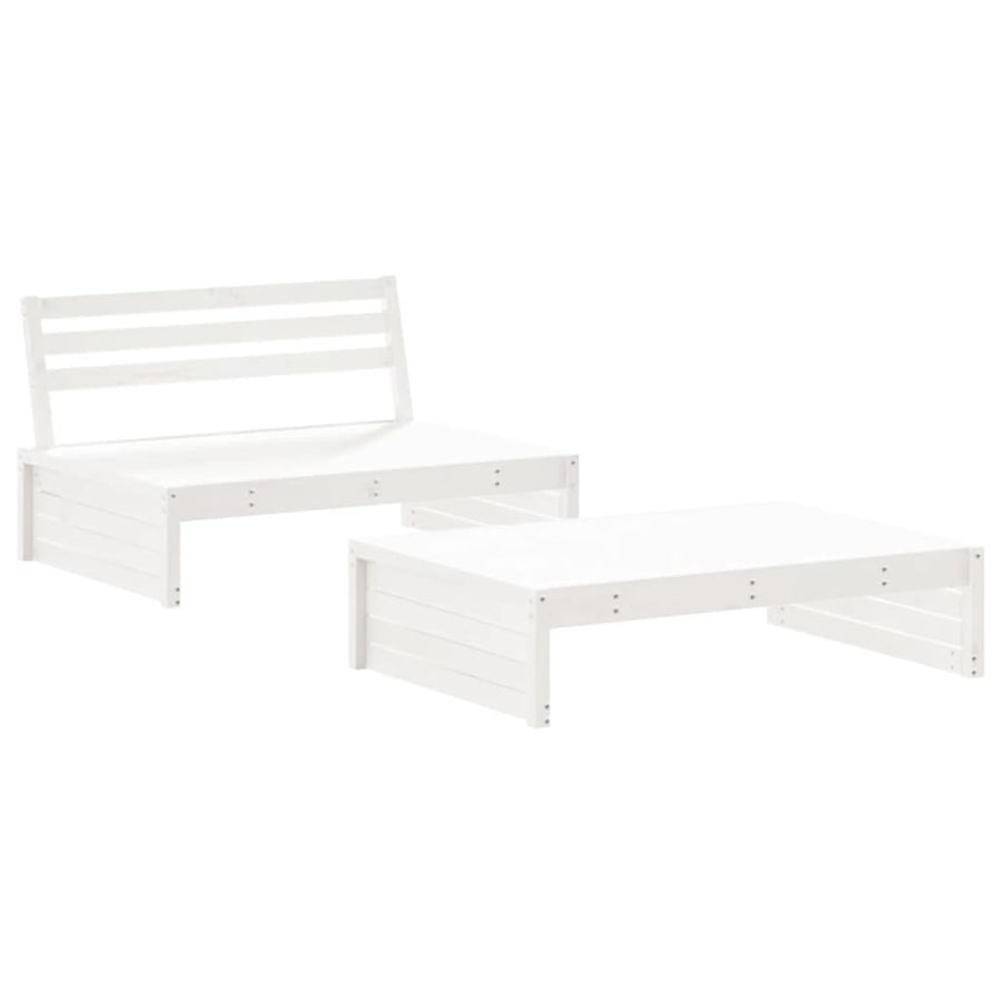 -Delige Loungeset Met Kussens Massief Hout Wit Wit grenenhout
