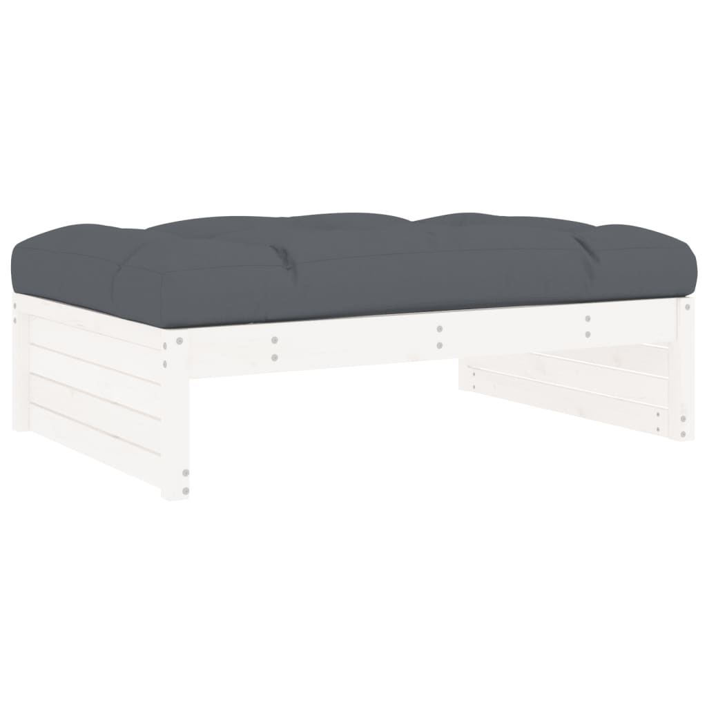 -Delige Loungeset Met Kussens Massief Hout Wit Wit grenenhout