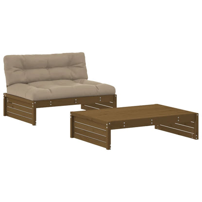 -Delige Loungeset Met Kussens Massief Hout Honingbruin Honingbruin grenenhout