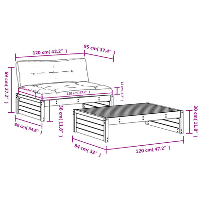 -Delige Loungeset Met Kussens Massief Hout Honingbruin Honingbruin grenenhout