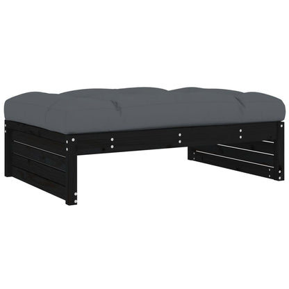 -Delige Loungeset Met Kussens Massief Hout Zwart Zwart grenenhout