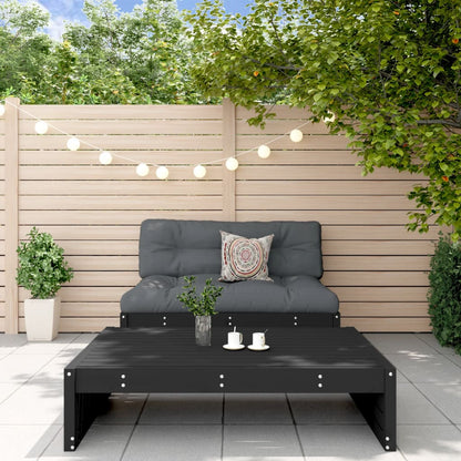 -Delige Loungeset Met Kussens Massief Hout Zwart Zwart grenenhout