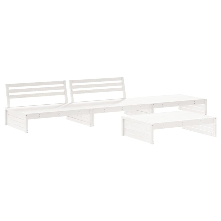 -Delige Loungeset Met Kussens Massief Hout Wit Wit grenenhout