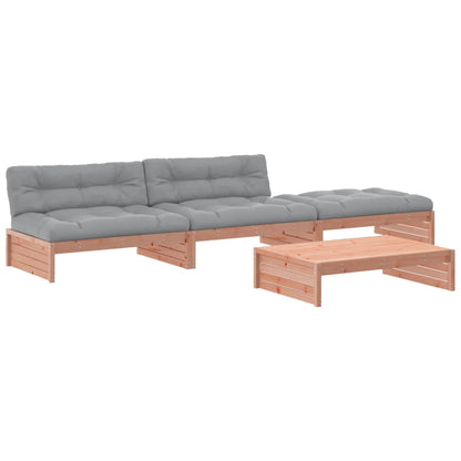-Delige Loungeset Met Kussens Massief Douglashout Natuurlijk douglashout