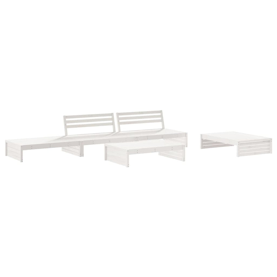 -Delige Loungeset Met Kussens Massief Hout Wit Wit grenenhout