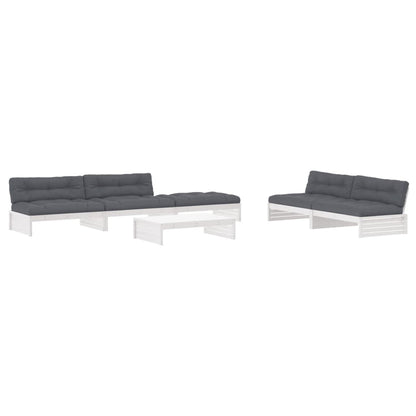 -Delige Loungeset Met Kussens Massief Hout Wit Wit grenenhout