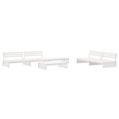 -Delige Loungeset Met Kussens Massief Hout Wit Wit grenenhout