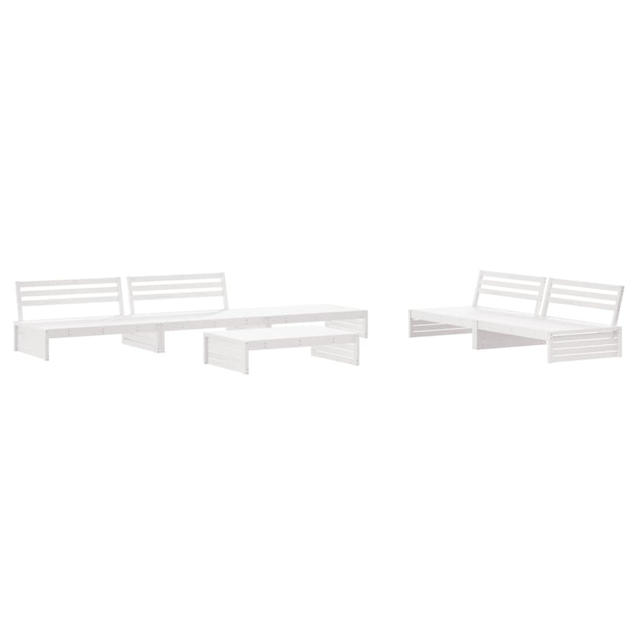 -Delige Loungeset Met Kussens Massief Hout Wit Wit grenenhout