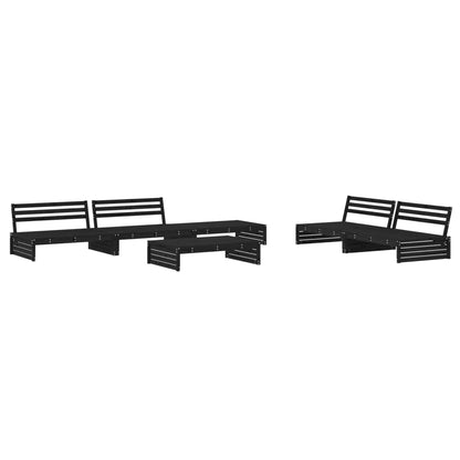 -Delige Loungeset Met Kussens Massief Hout Zwart Zwart grenenhout