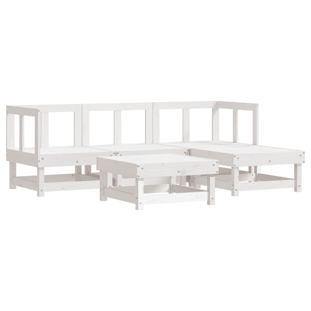 -Delige Loungeset Massief Grenenhout Wit