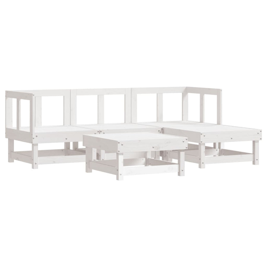 -Delige Loungeset Massief Grenenhout Wit