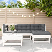 Loungeset 5-delig massief grenenhout wit