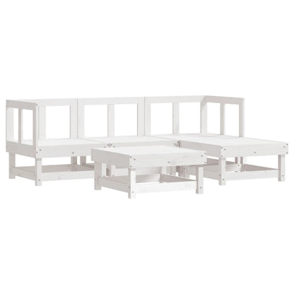 -Delige Loungeset Massief Grenenhout Wit