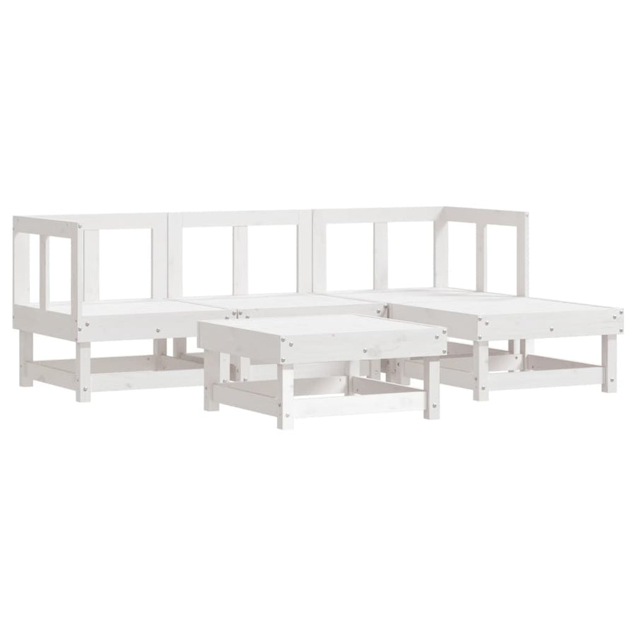 -Delige Loungeset Massief Grenenhout Wit