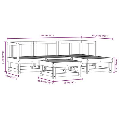 -Delige Loungeset Massief Grenenhout Wit
