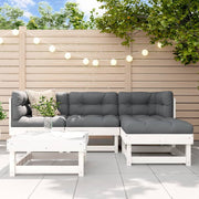 Loungeset 5-delig massief grenenhout wit