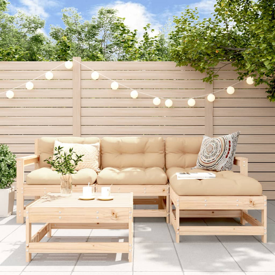 -Delige Loungeset Massief Grenenhout Natuurlijk grenenhout