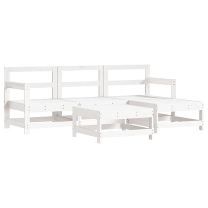 -Delige Loungeset Massief Grenenhout Wit