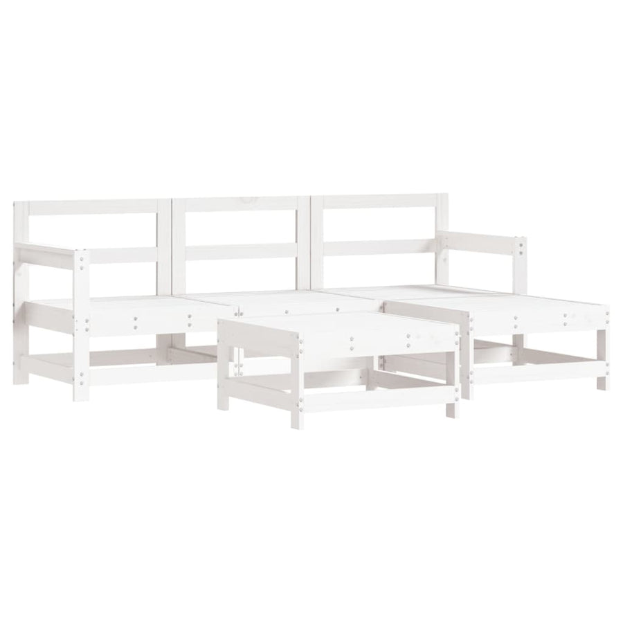 -Delige Loungeset Massief Grenenhout Wit