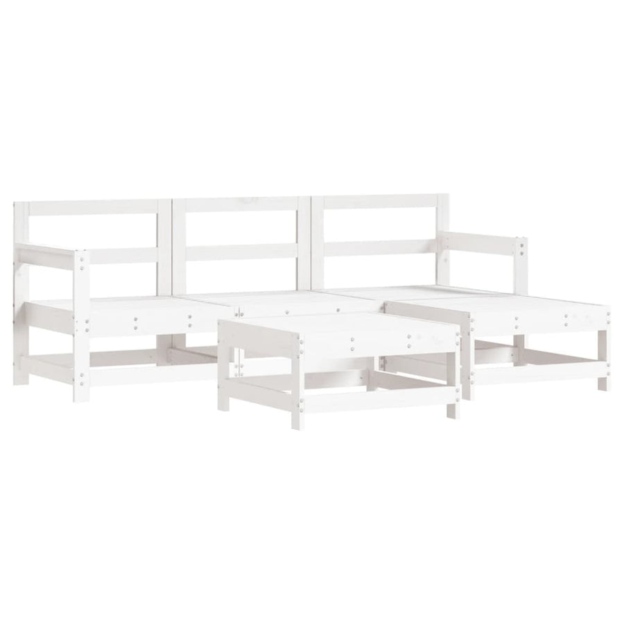 -Delige Loungeset Massief Grenenhout Wit