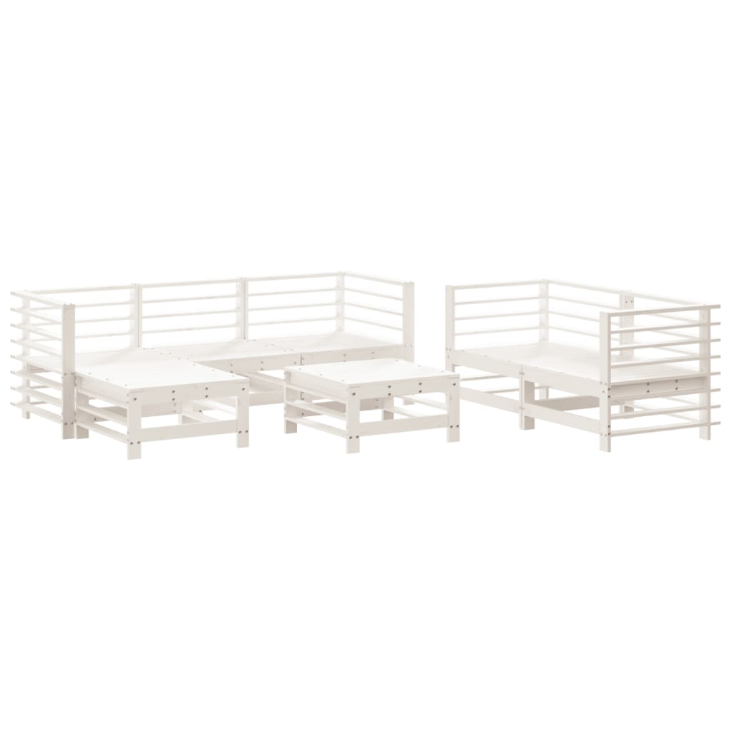 -Delige Loungeset Massief Grenenhout Wit