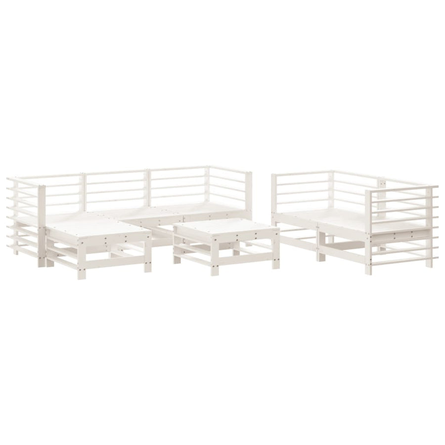 -Delige Loungeset Massief Grenenhout Wit