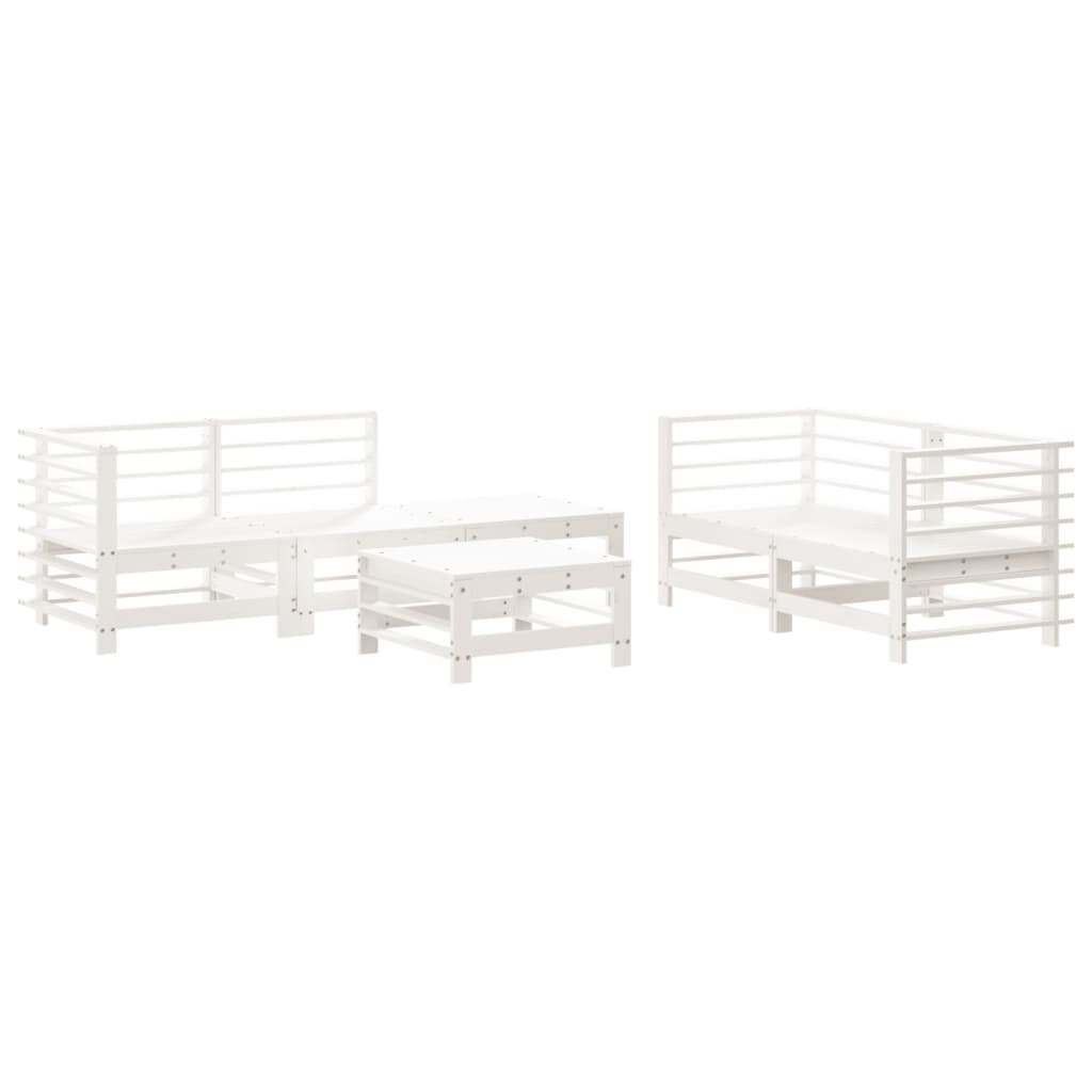 -Delige Loungeset Massief Grenenhout Wit