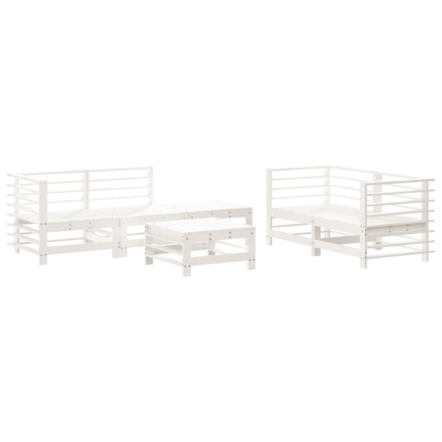 -Delige Loungeset Massief Grenenhout Wit